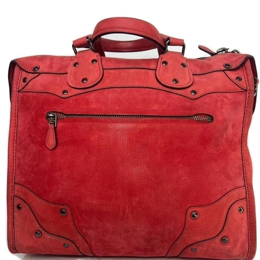 Coach Elevated Rhyder 33 Red Pebbled Suede Leather Shoulder Bag